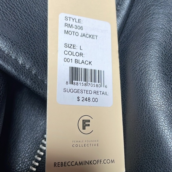 Rebecca Minkoff black size Large Moto Jacket large vegan leather - Picture 8 of 8